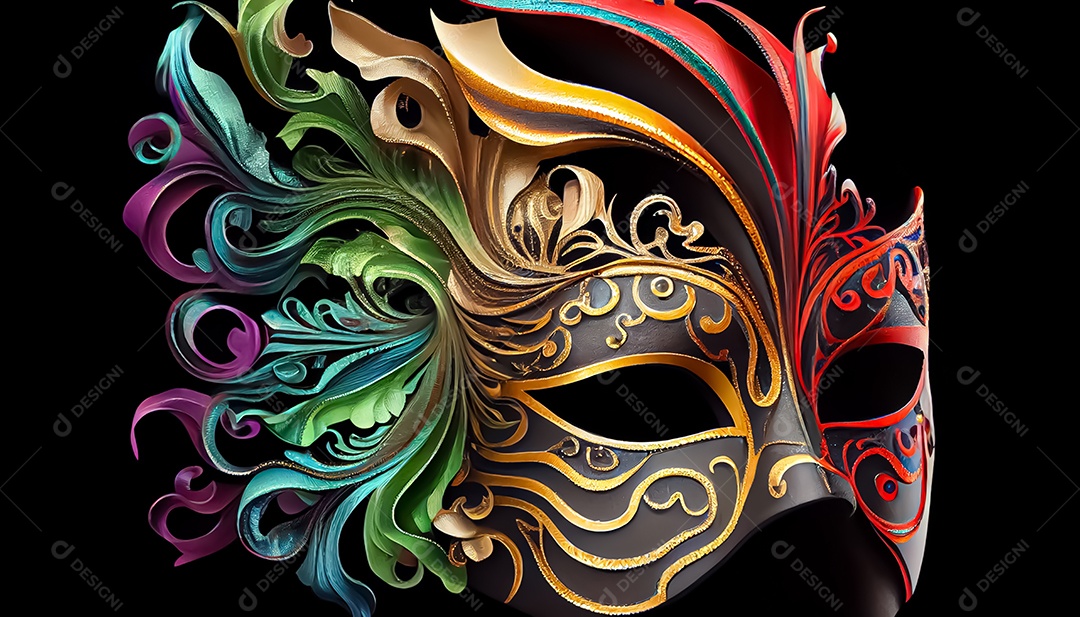 Máscara de carnaval veneziano temporada festiva render ilustração