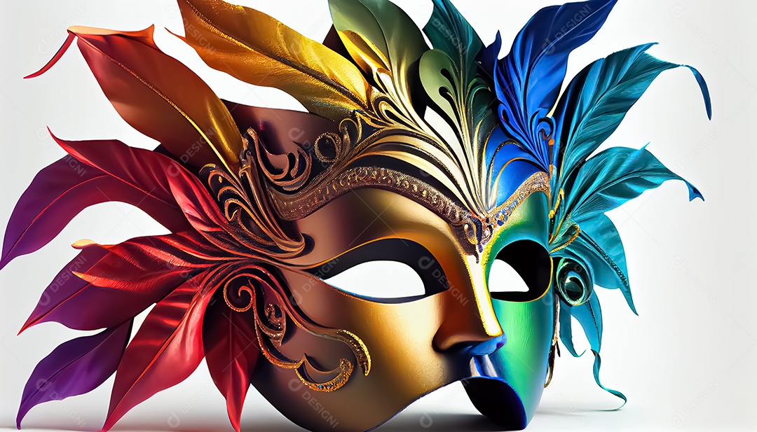 Máscara de carnaval veneziano temporada festiva render ilustração