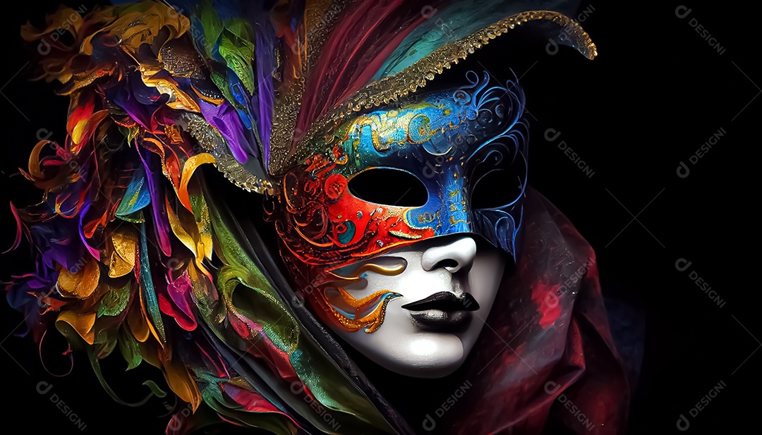 Máscara de carnaval veneziano temporada festiva render ilustração