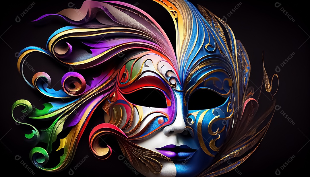 Máscara de carnaval veneziano temporada festiva render ilustração