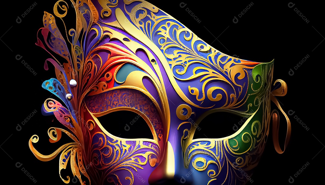 Máscara de carnaval veneziano temporada festiva render ilustração