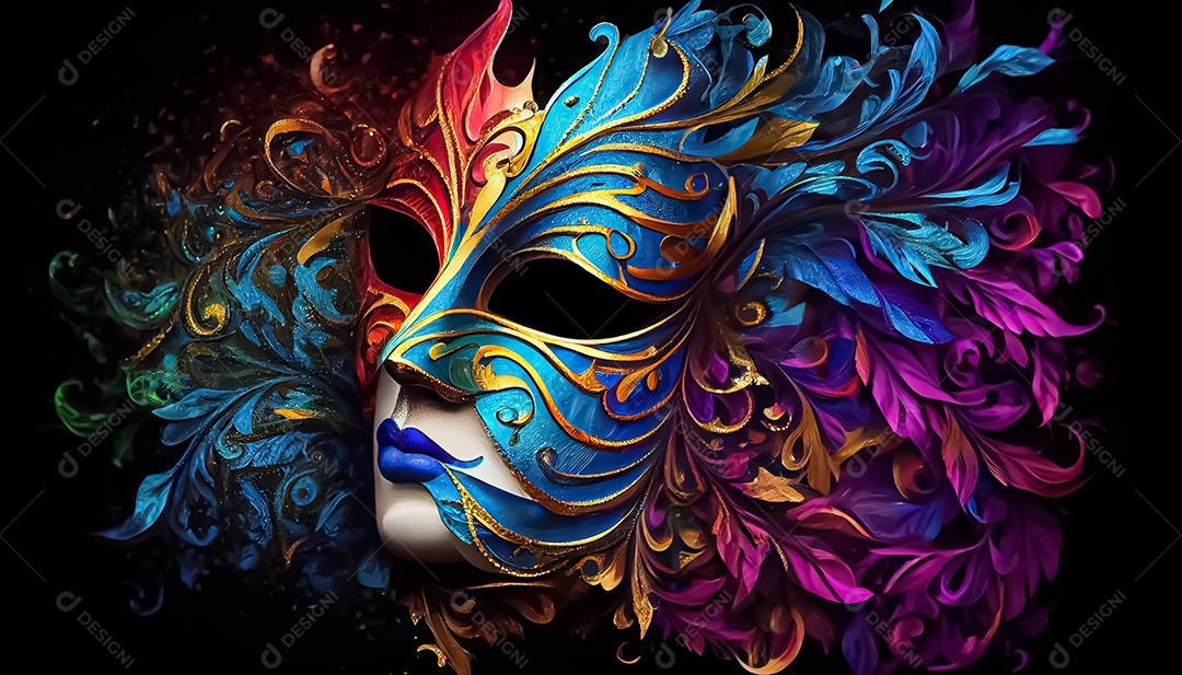 Máscara de carnaval veneziano temporada festiva render ilustração