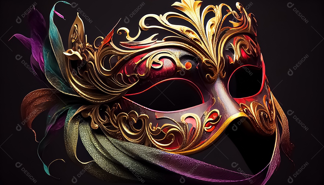 Máscara de carnaval veneziano temporada festiva render ilustração