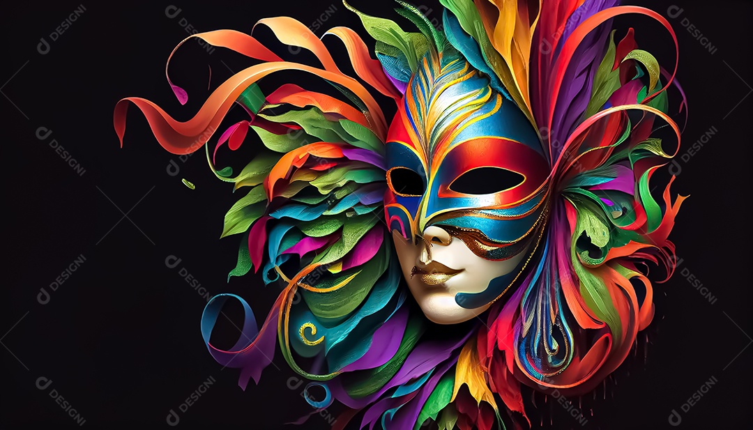 Máscara de carnaval veneziano temporada festiva render ilustração