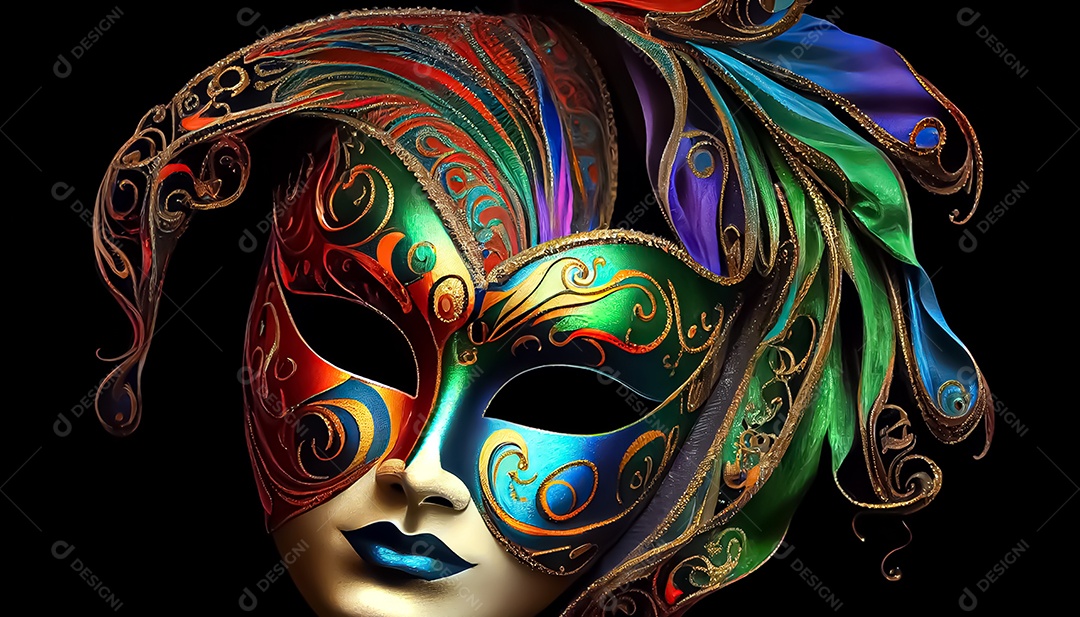 Máscara de carnaval veneziano temporada festiva render ilustração