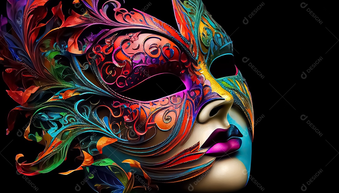 Máscara de carnaval veneziano temporada festiva render ilustração