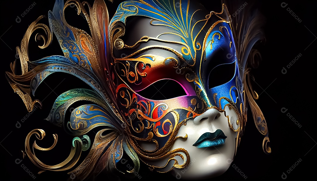 Máscara de carnaval veneziano temporada festiva render ilustração