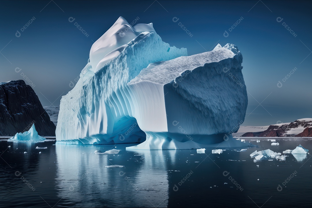 Um belo e grande Iceberg no mar da Península Antártica