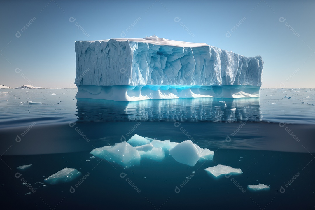Um belo e grande Iceberg no mar da Península Antártica