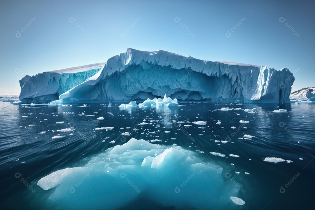 Um belo e grande Iceberg no mar da Península Antártica