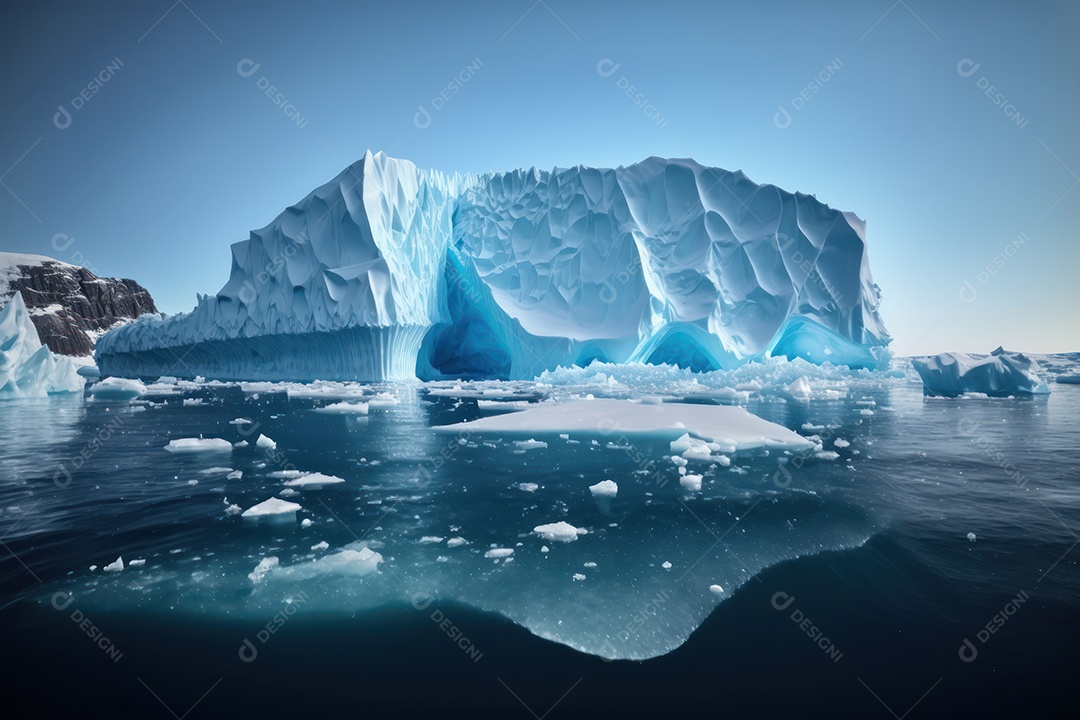 Um belo e grande Iceberg no mar da Península Antártica