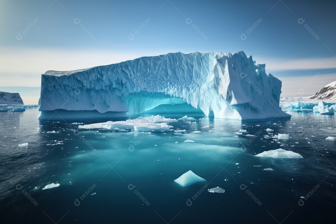 Um belo e grande Iceberg no mar da Península Antártica