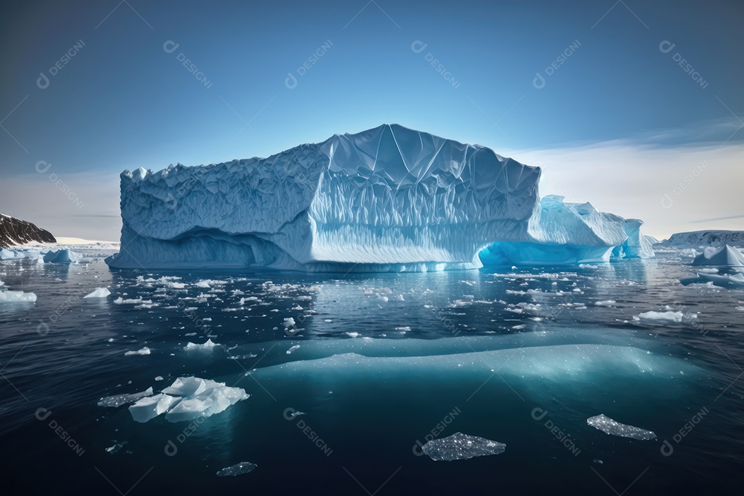 Um belo e grande Iceberg no mar da Península Antártica