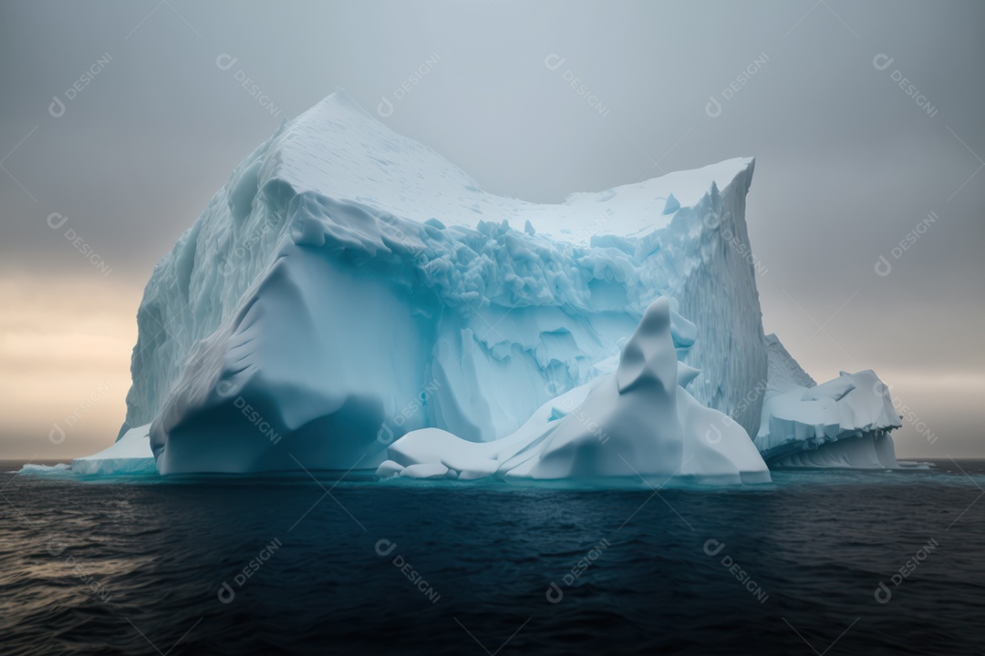 Um belo e grande Iceberg no mar da Península Antártica