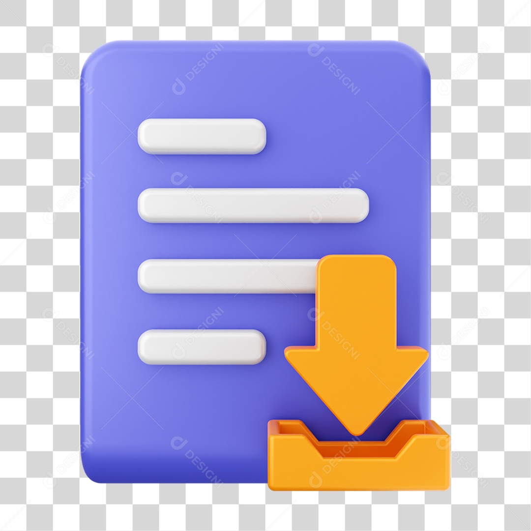 Elemento 3D Ícone Arquivo de Documento PNG Transparente