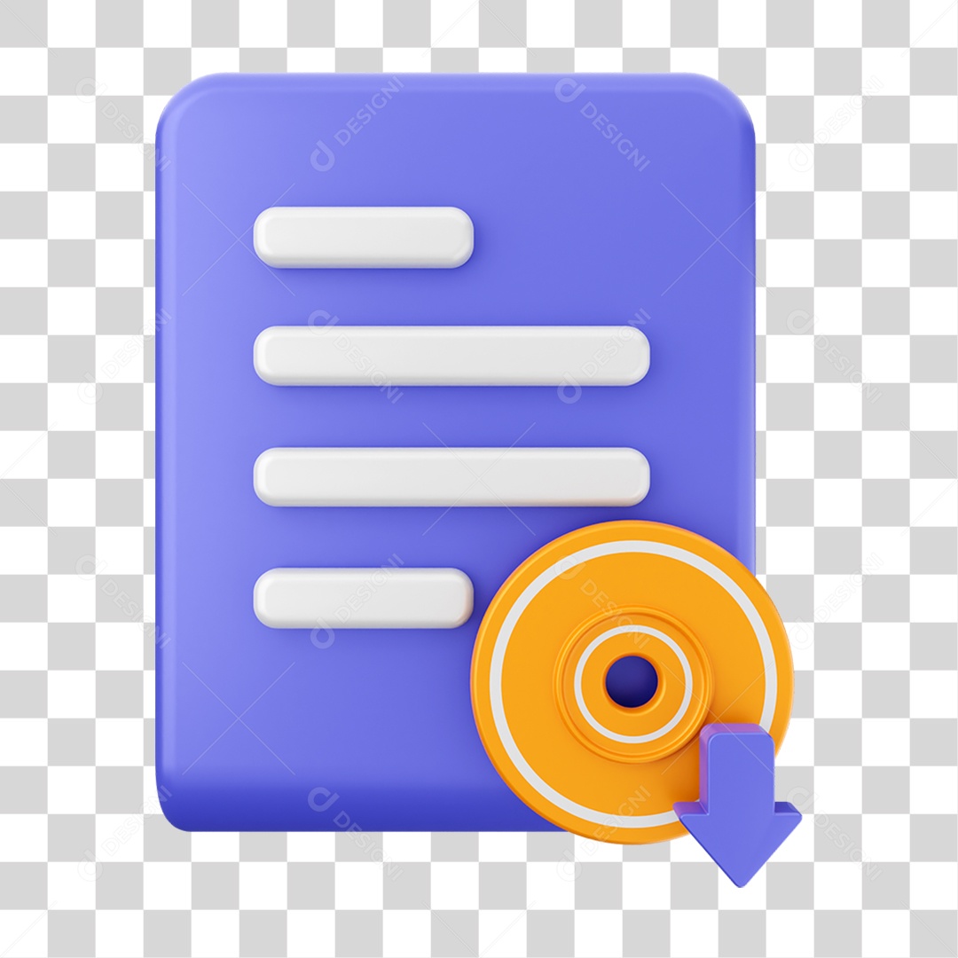 Elemento 3D Ícone Arquivo de Documento PNG Transparente