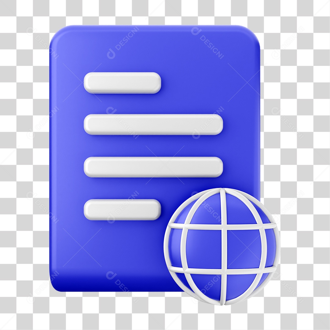 Elemento 3D Ícone Arquivo de Documento PNG Transparente