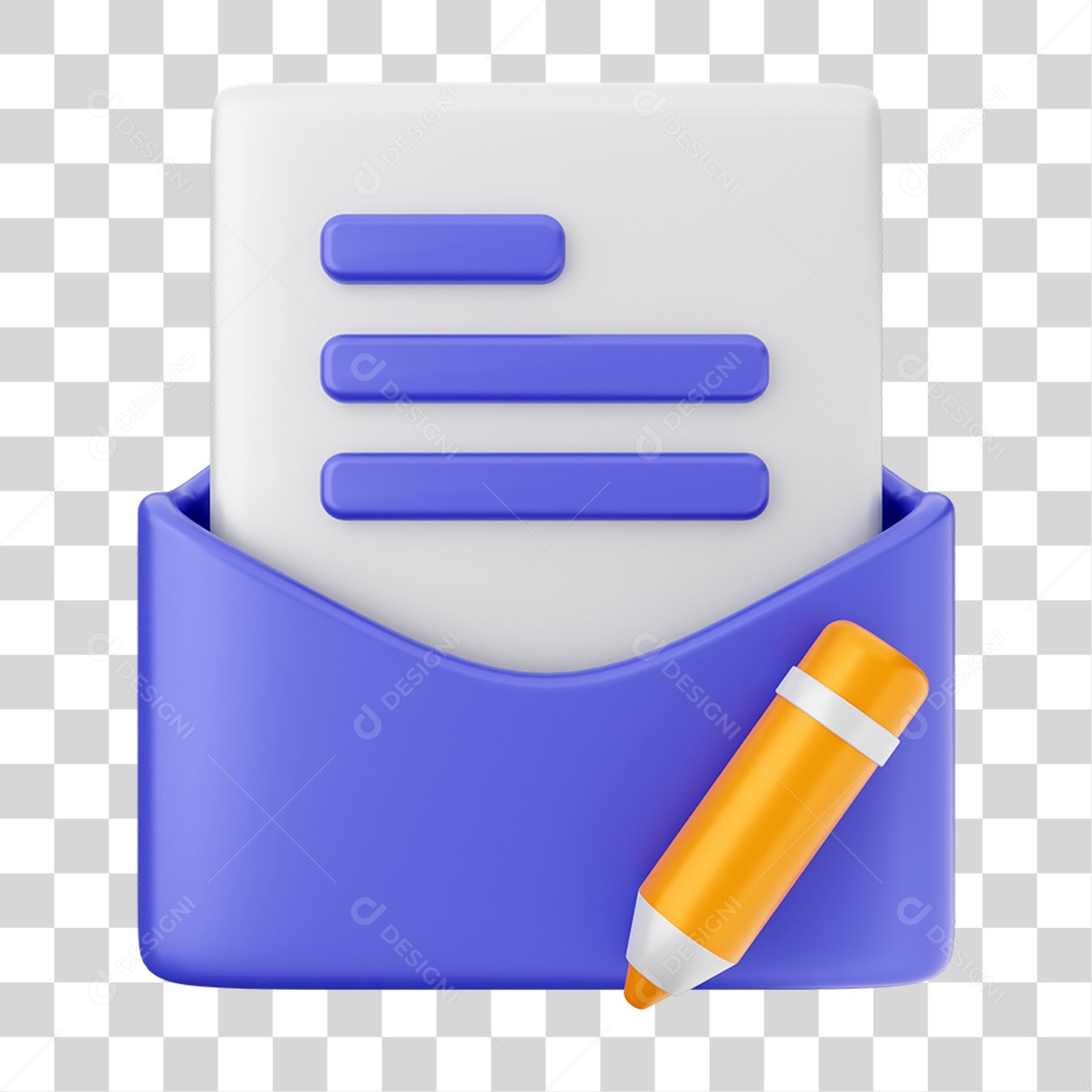 Elemento 3D Ícone de Correio Arquivo PNG Transparente