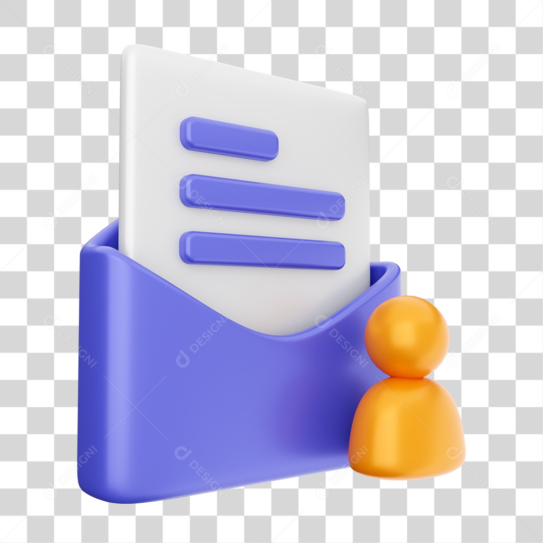 Elemento 3D Ícone Envelope de Mensagem Correio Arquivo PNG Transparente