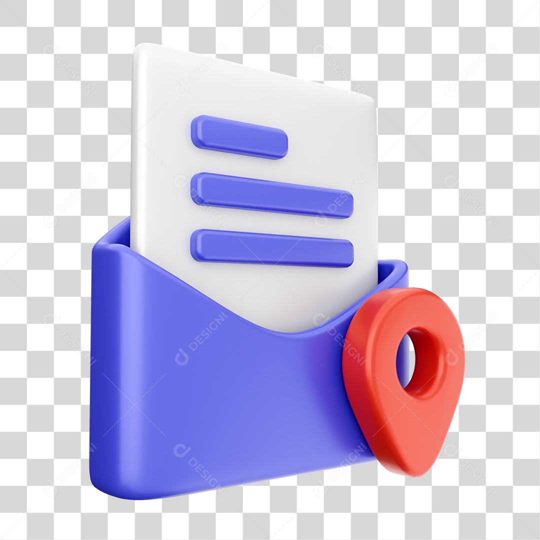 Elemento 3D Ícone Envelope de Mensagem Correio Arquivo PNG Transparente