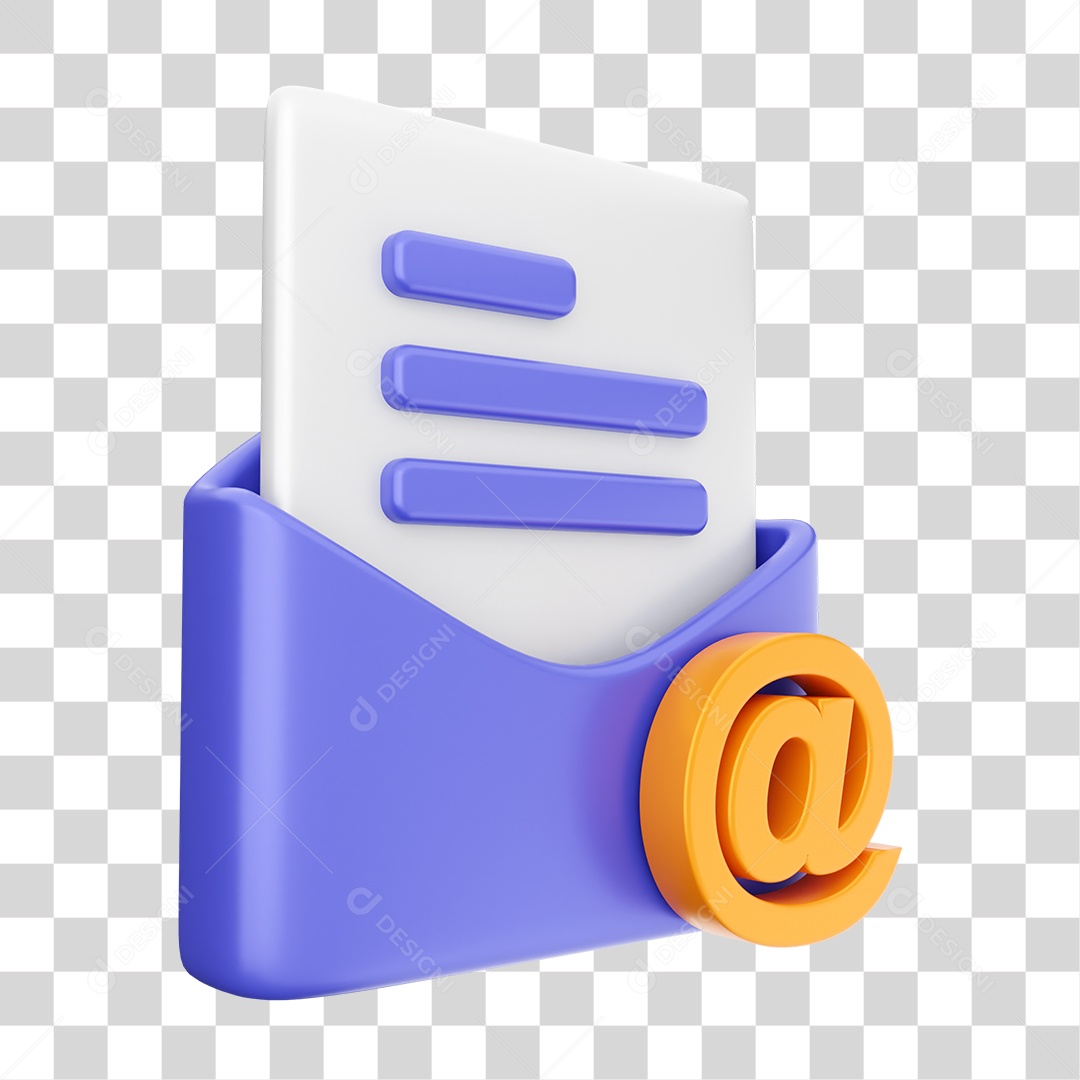 Elemento 3D Ícone Envelope de Mensagem Correio Arquivo PNG Transparente