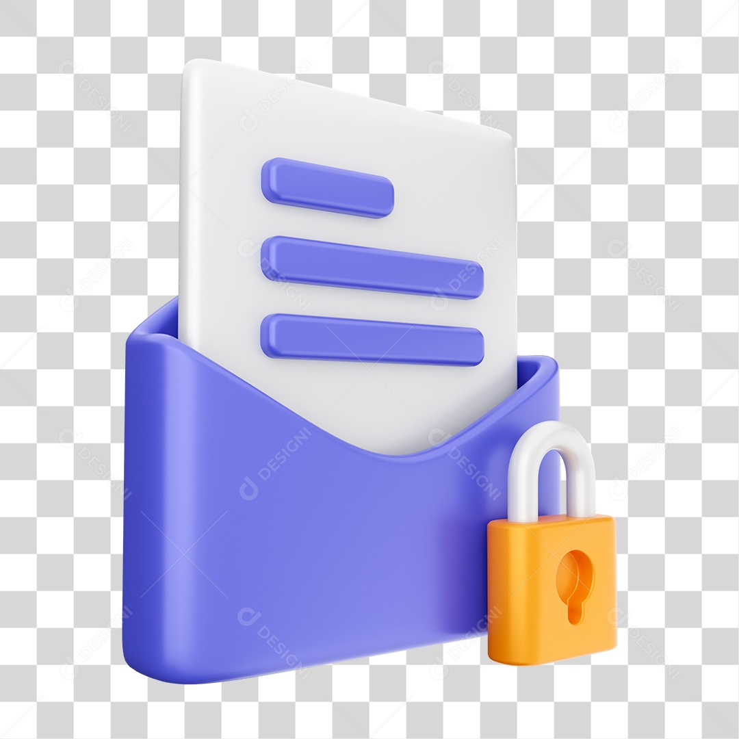 Elemento 3D Ícone Envelope de Mensagem Correio Arquivo PNG Transparente