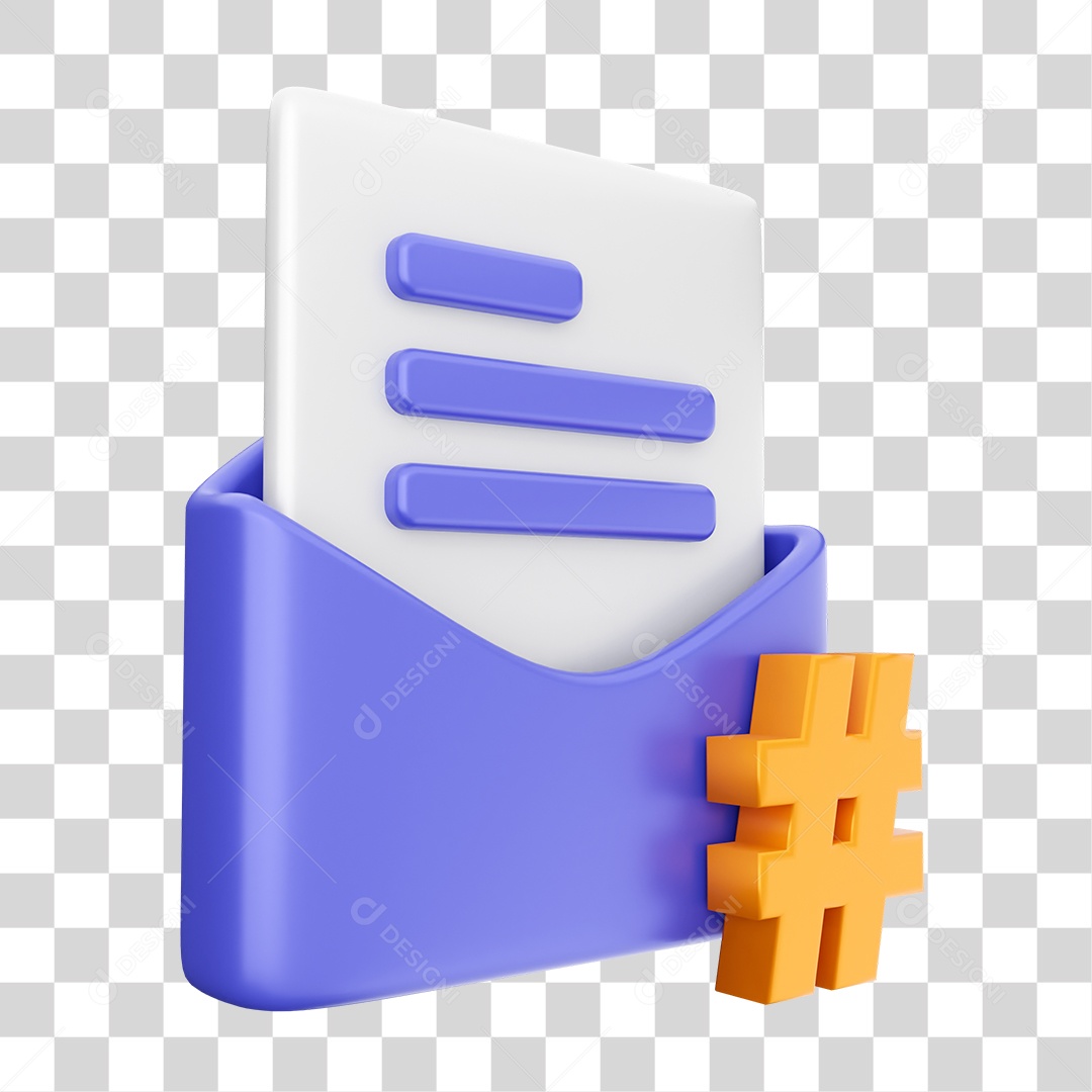 Elemento 3D Ícone Envelope de Mensagem Correio Arquivo PNG Transparente