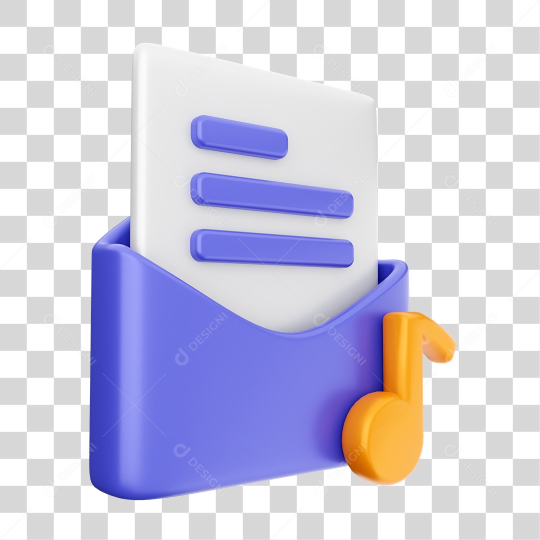 Elemento 3D Ícone Envelope de Mensagem Correio Arquivo PNG Transparente