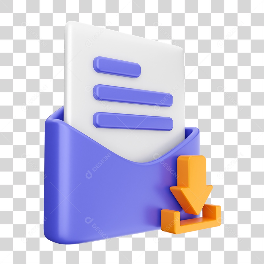 Elemento 3D Ícone Envelope de Mensagem Correio Arquivo PNG Transparente
