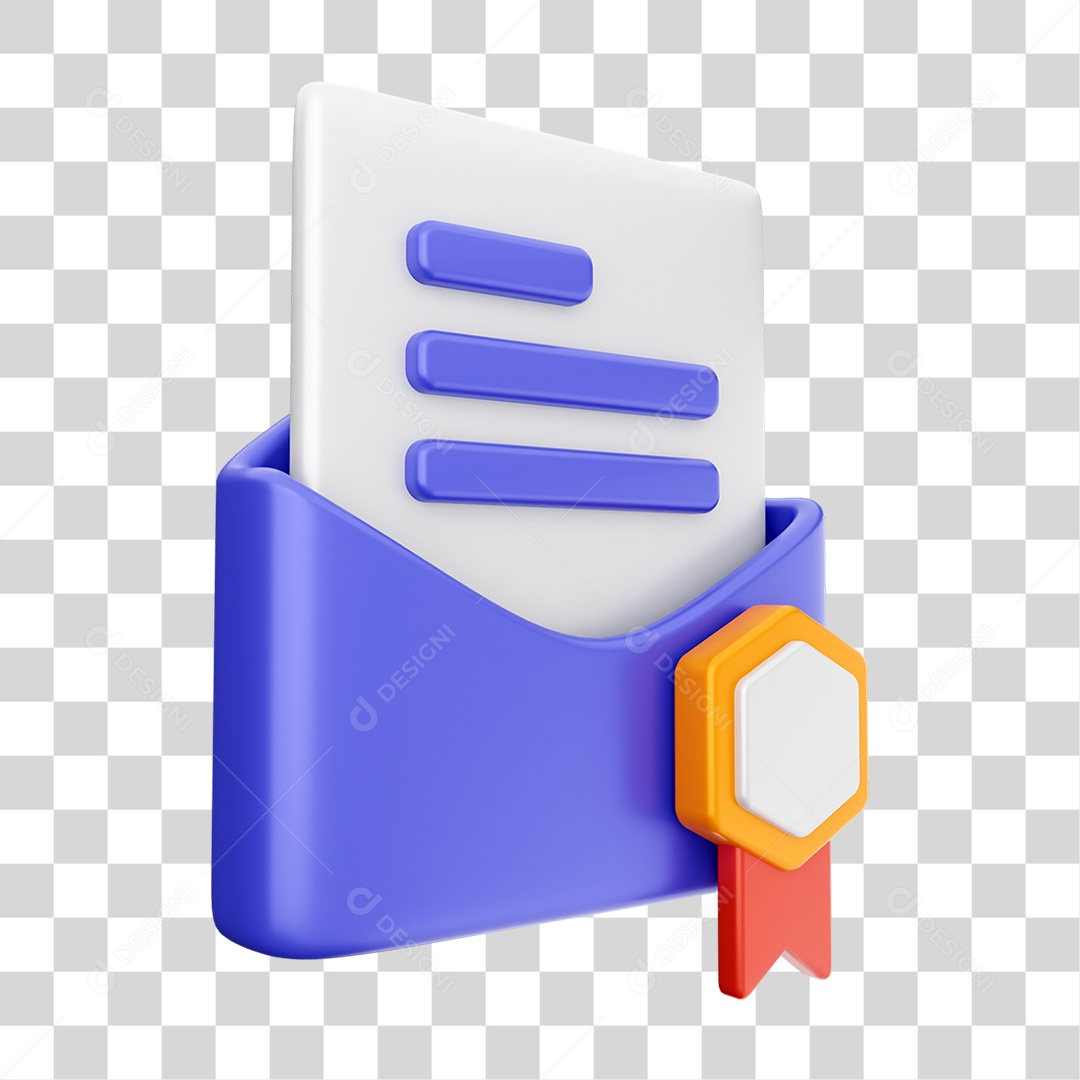 Elemento 3D Ícone Envelope de Mensagem Correio Arquivo PNG Transparente