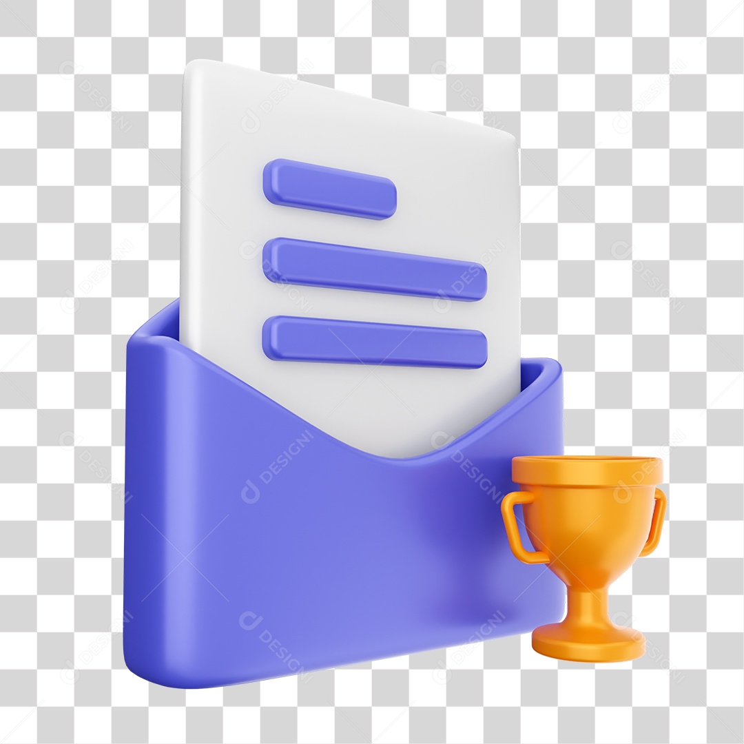 Elemento 3D Ícone Envelope de Mensagem Correio Arquivo PNG Transparente
