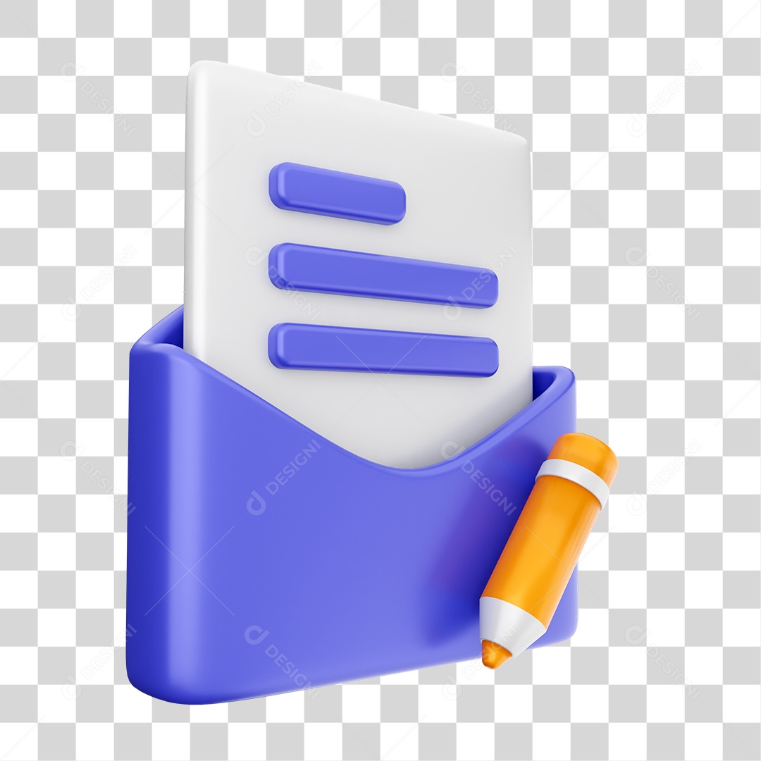 Elemento 3D Ícone Envelope de Mensagem Correio Arquivo PNG Transparente