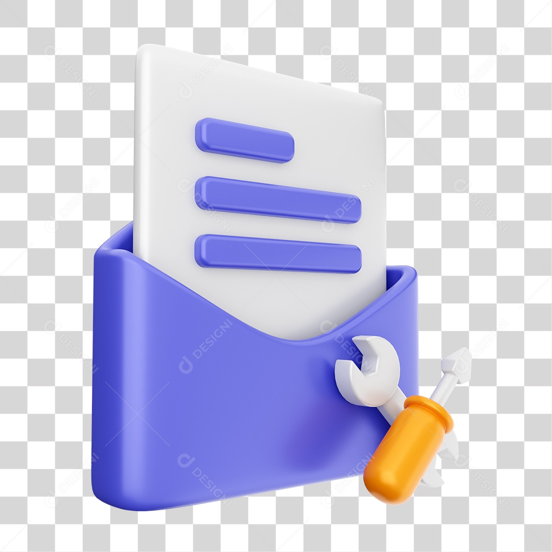 Elemento 3D Ícone Envelope de Mensagem Correio Arquivo PNG Transparente