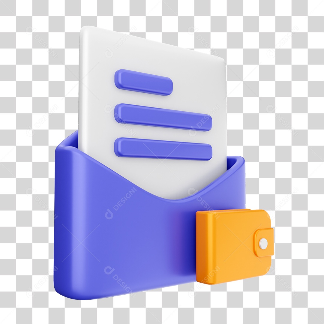 Elemento 3D Ícone Envelope de Mensagem Correio Arquivo PNG Transparente