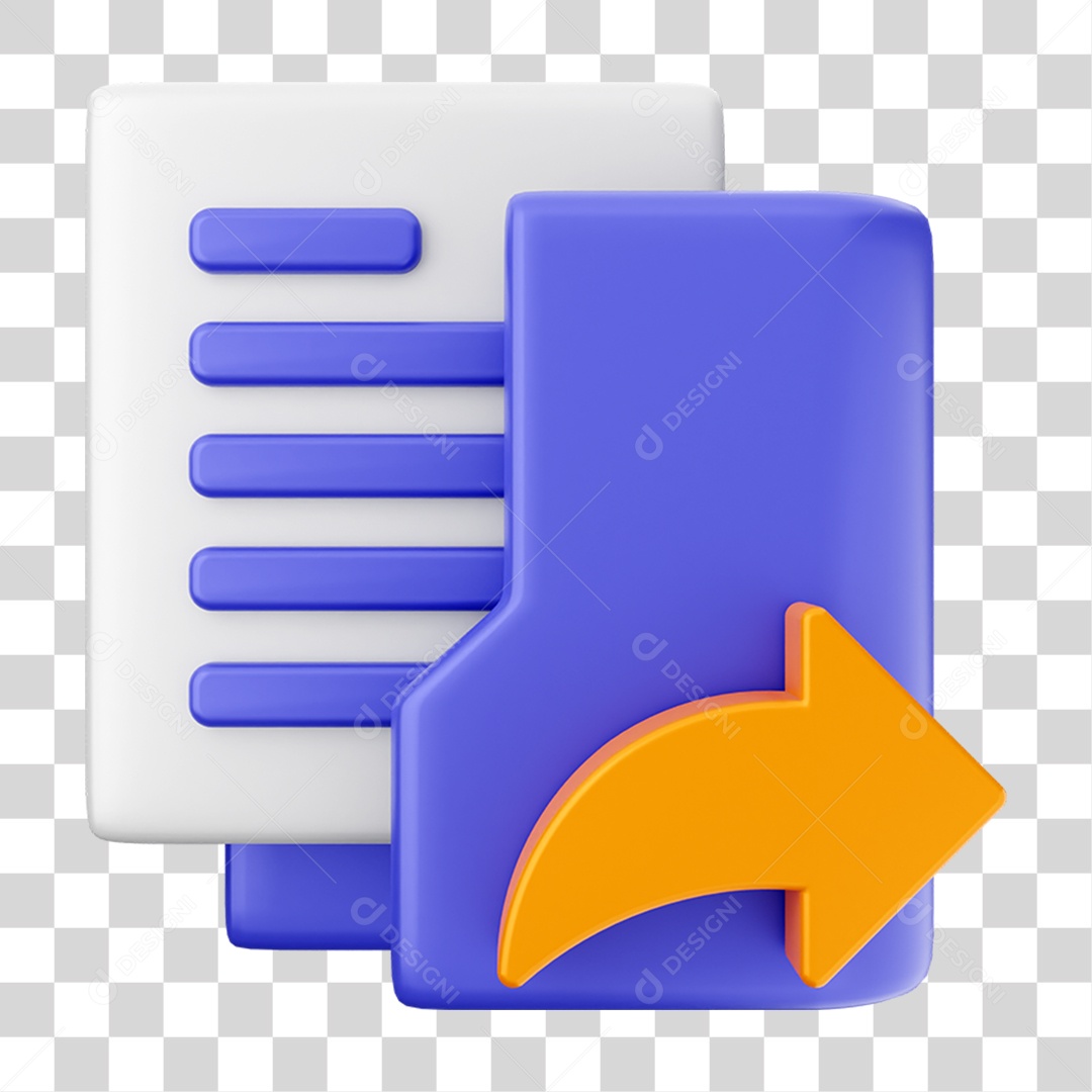 Elemento 3D Ícone de Pasta de Arquivo PNG Transparente