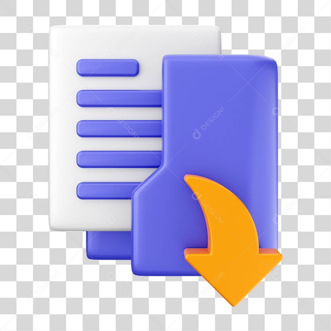 Elemento 3D Ícone de Pasta de Arquivo PNG Transparente