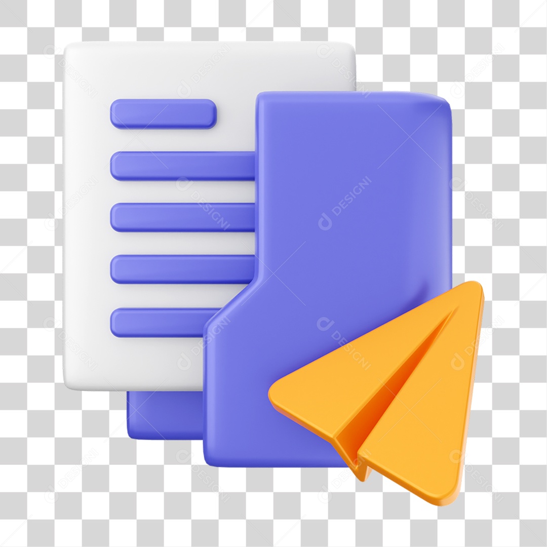 Elemento 3D Ícone de Pasta de Arquivo PNG Transparente