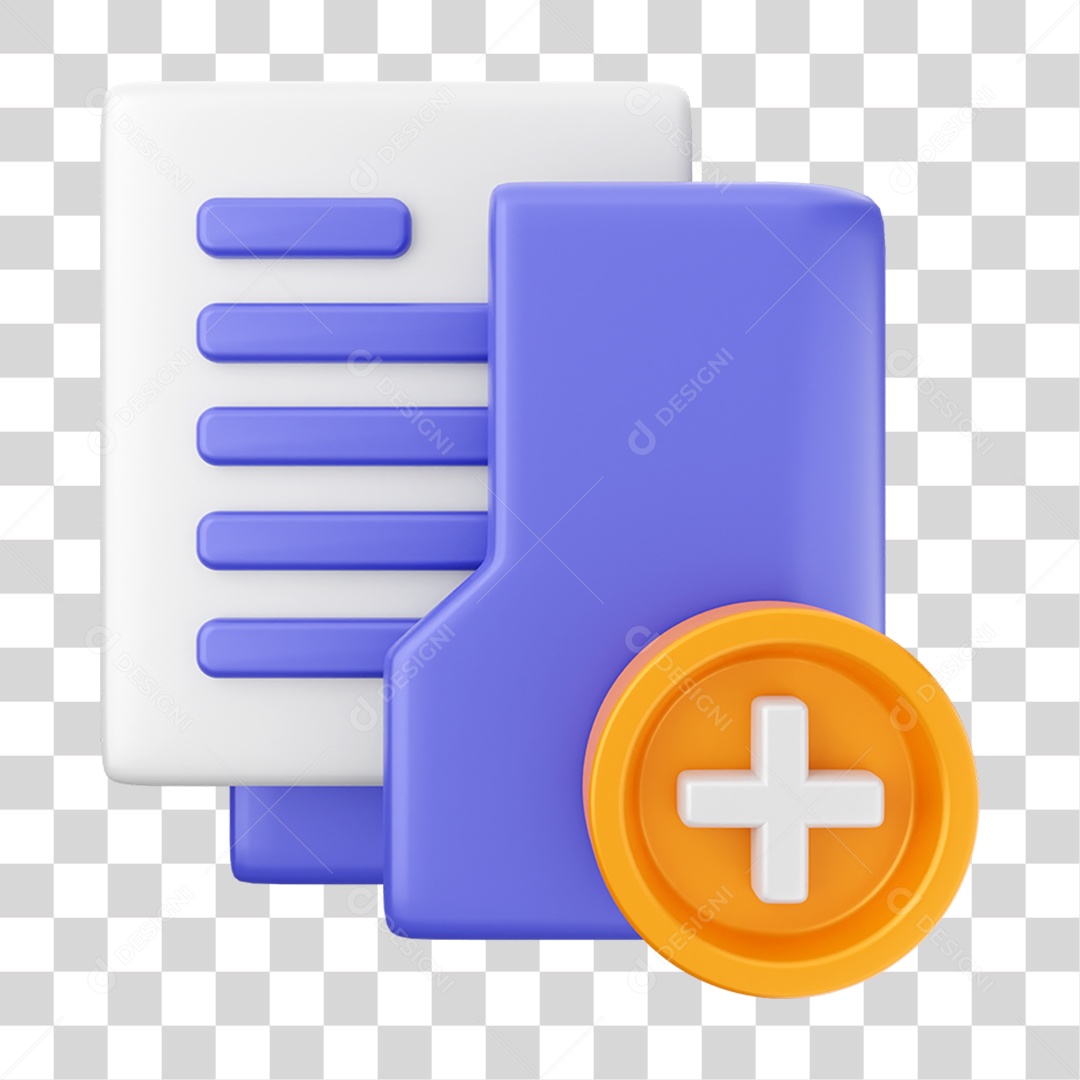 Elemento 3D Ícone de Pasta de Arquivo PNG Transparente