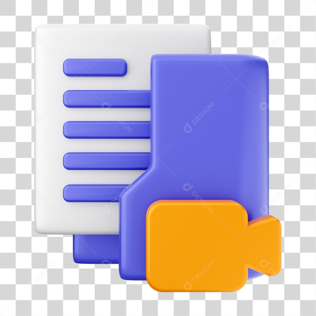 Elemento 3D Ícone de Pasta de Arquivo PNG Transparente