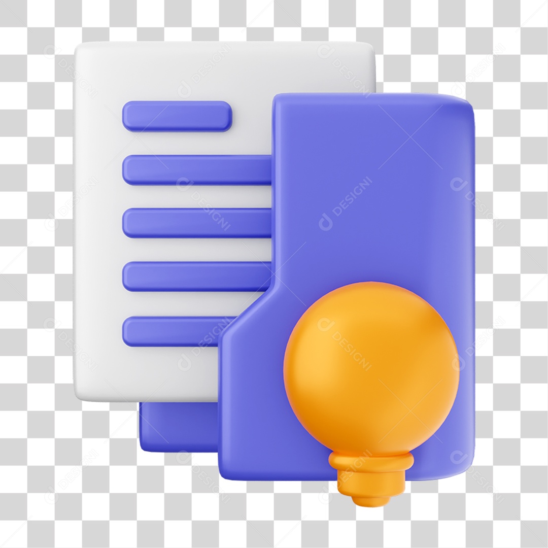 Elemento 3D Ícone de Pasta de Arquivo PNG Transparente