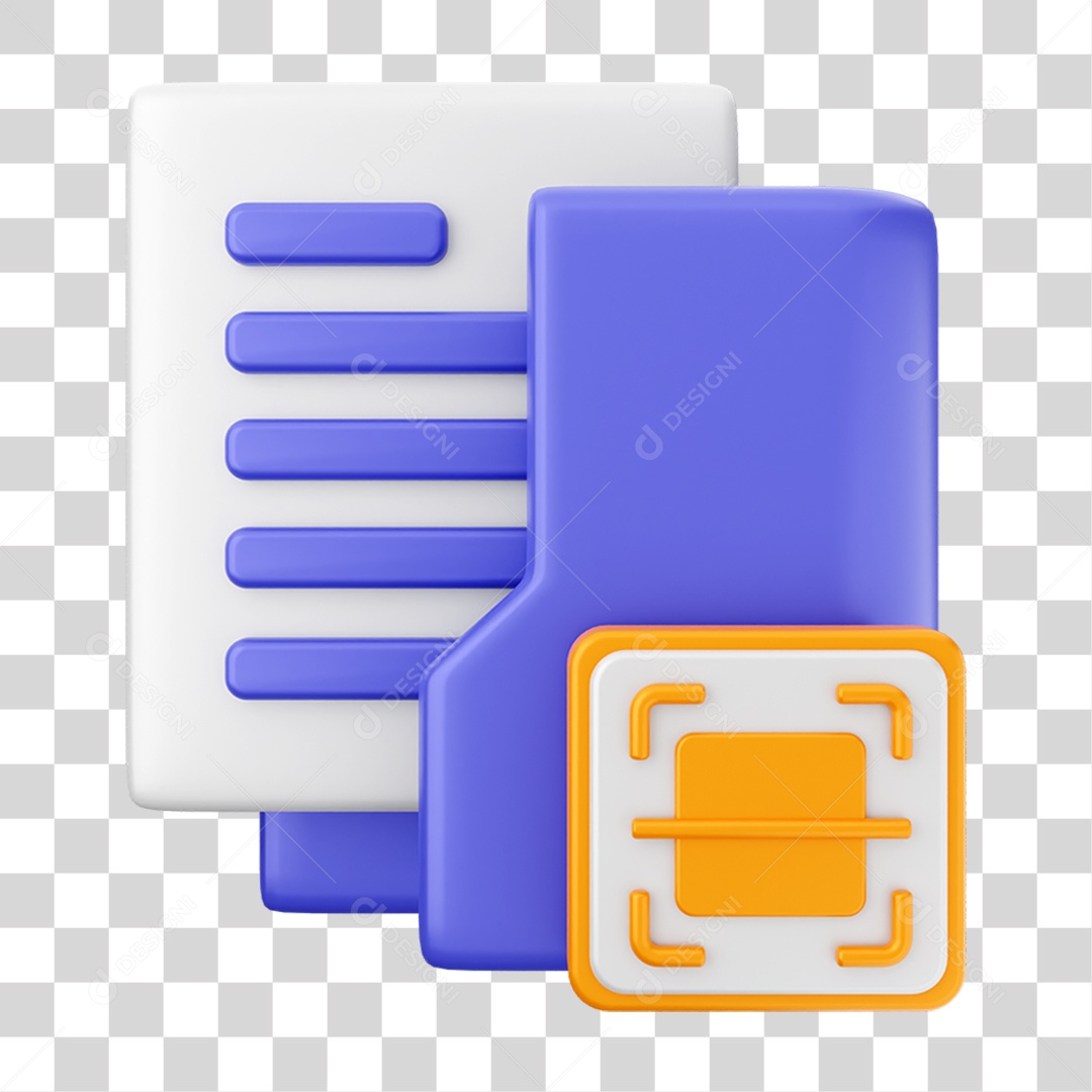 Elemento 3D Ícone de Pasta de Arquivo PNG Transparente