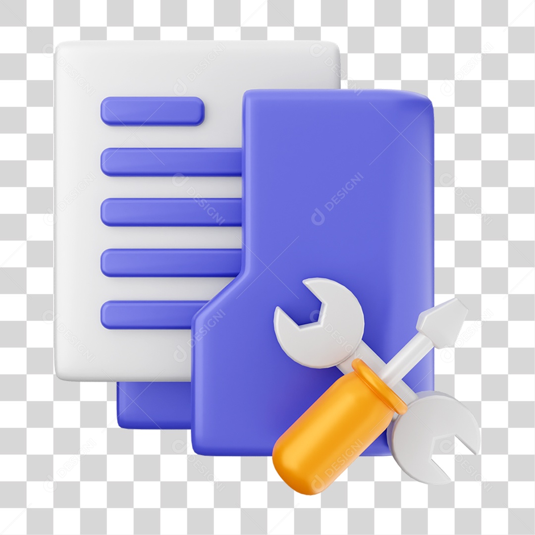 Elemento 3D Ícone de Pasta de Arquivo PNG Transparente