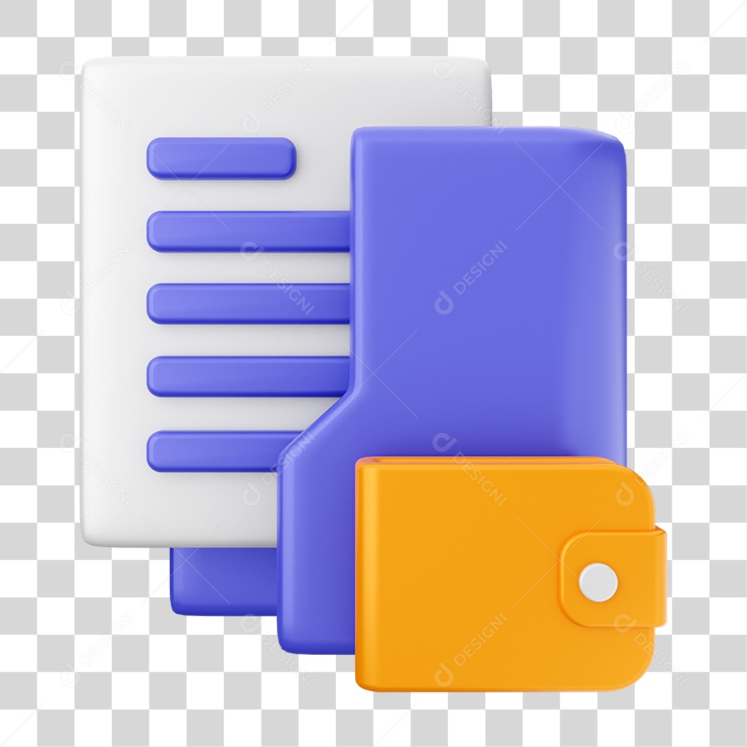 Elemento 3D Ícone de Pasta de Arquivo PNG Transparente