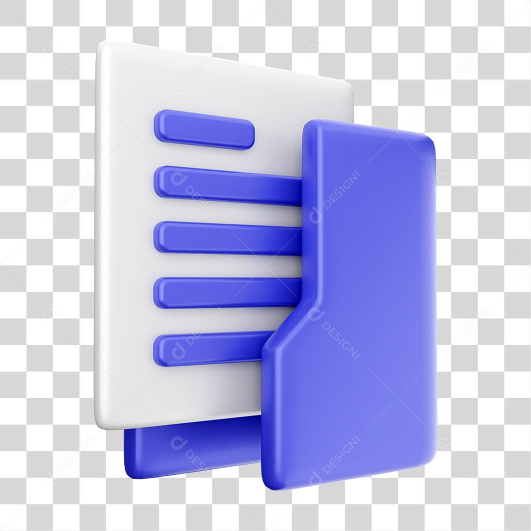 Elemento 3D Ícone Dados de Arquivo de Pasta PNG Transparente