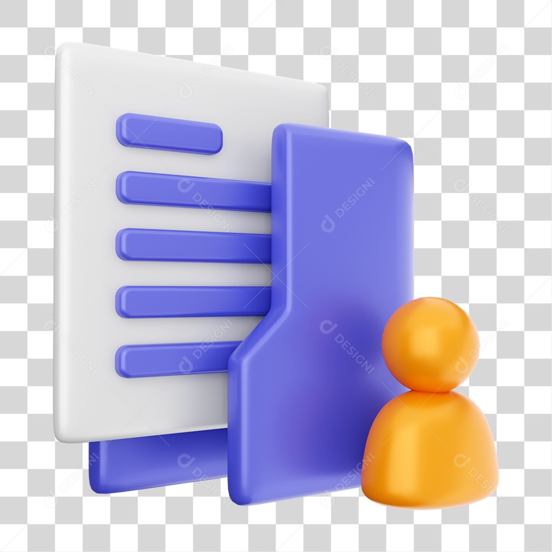 Elemento 3D Ícone Dados de Arquivo de Pasta PNG Transparente