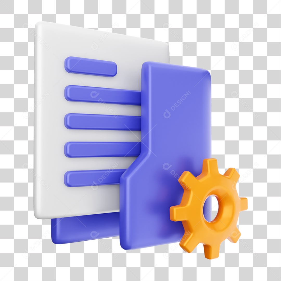 Elemento 3D Ícone Dados de Arquivo de Pasta PNG Transparente