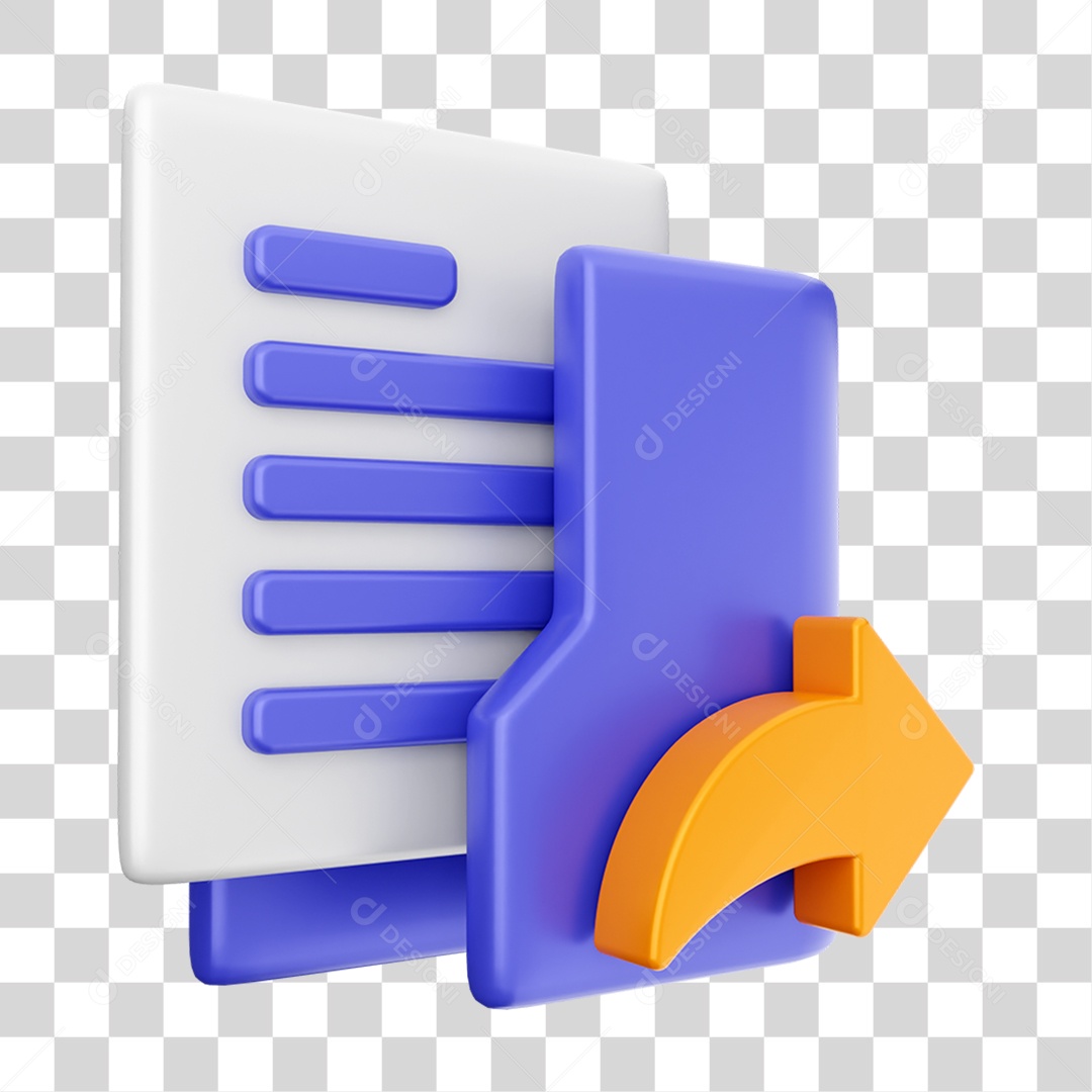 Elemento 3D Ícone Dados de Arquivo de Pasta PNG Transparente