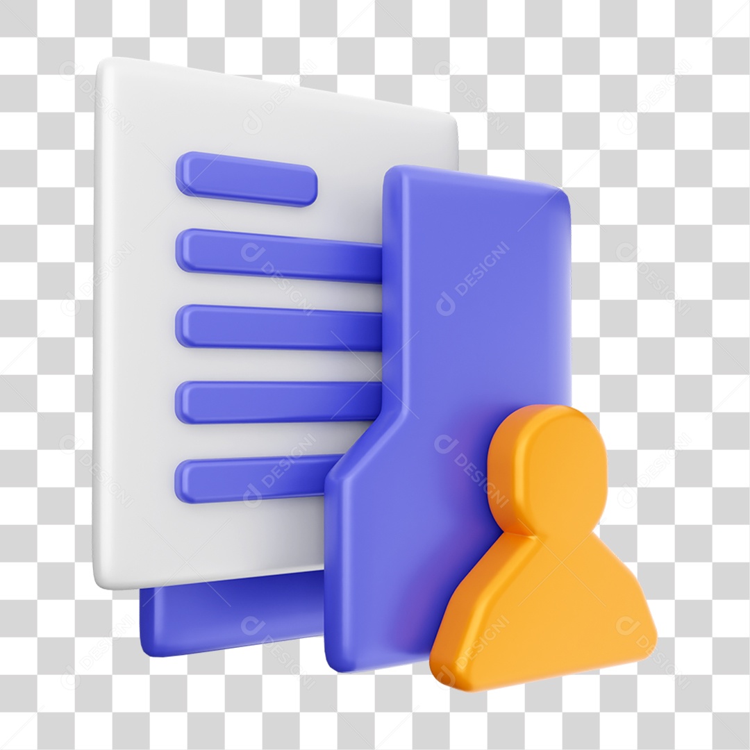 Elemento 3D Ícone Dados de Arquivo de Pasta PNG Transparente