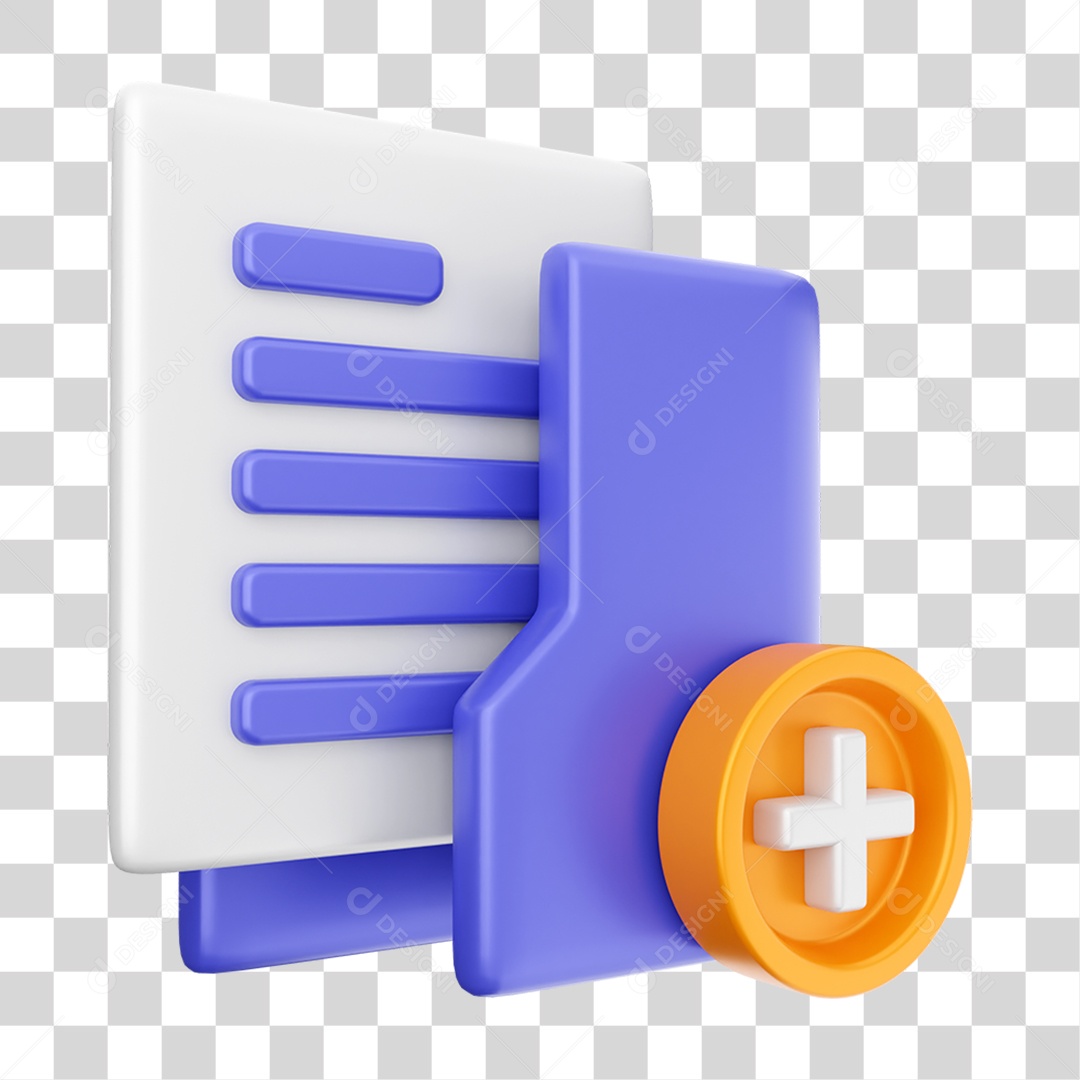 Elemento 3D Ícone Dados de Arquivo de Pasta PNG Transparente