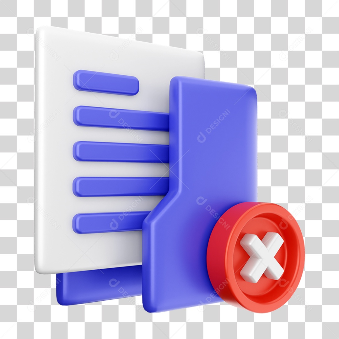 Elemento 3D Ícone Dados de Arquivo de Pasta PNG Transparente
